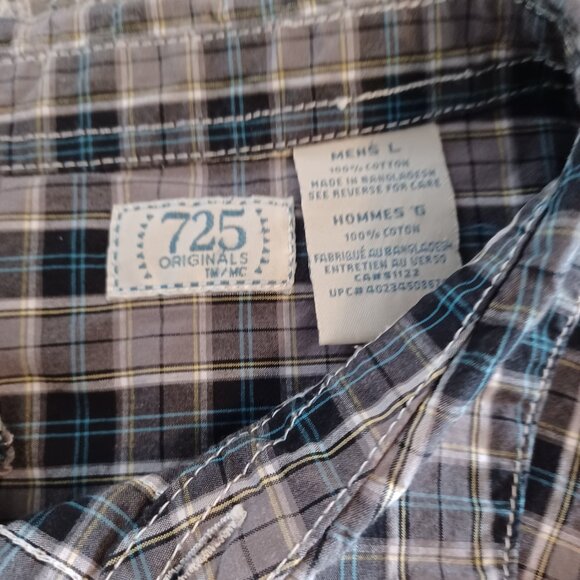 725 Original Shirt Men Large Plaid 100% Cotton Y2K - Picture 6 of 6